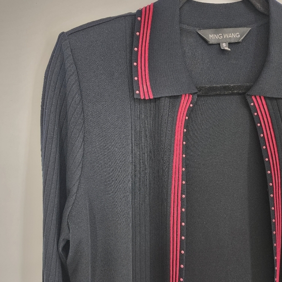 Ming Wang Open Front Cardigan Shoulder Pads Small - Picture 4 of 11